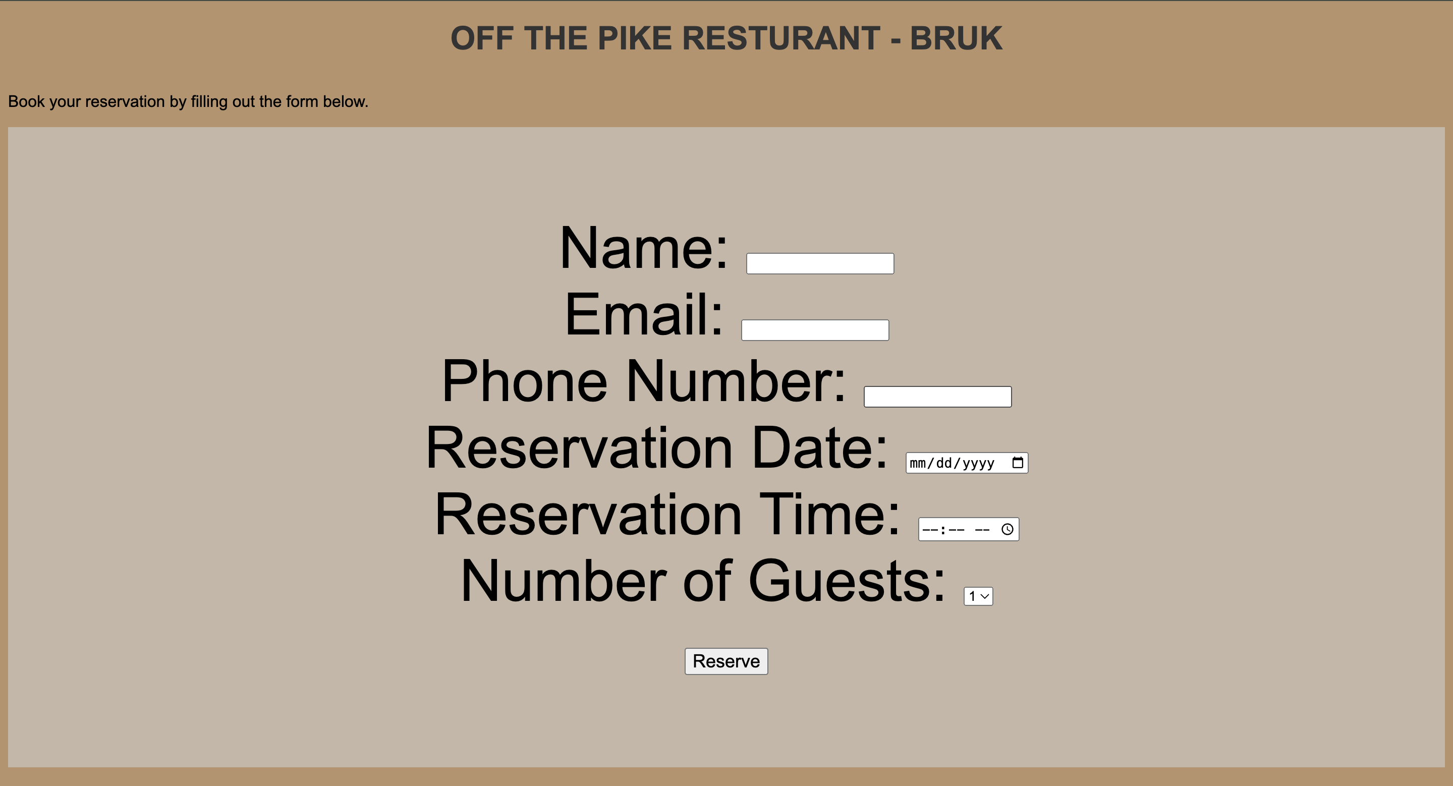 reservation page